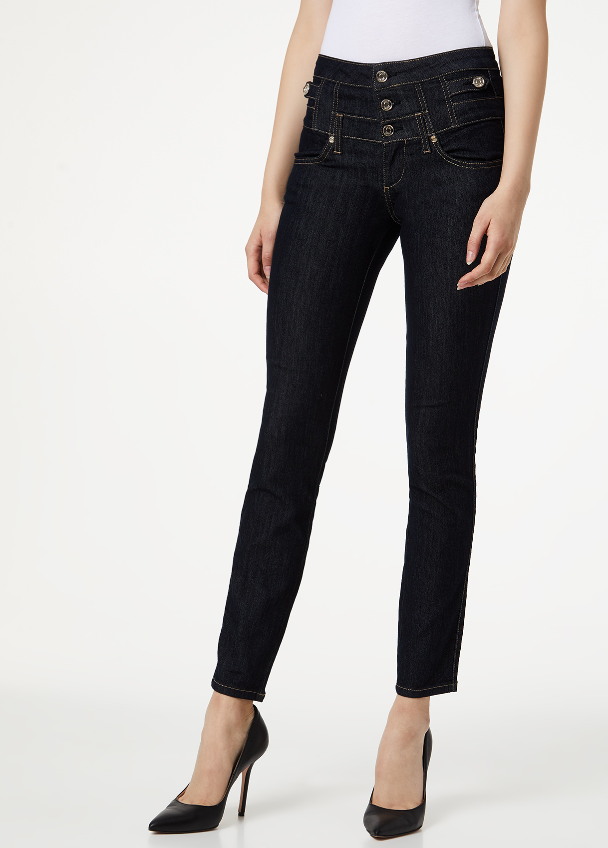 Jeans skinny con impunture