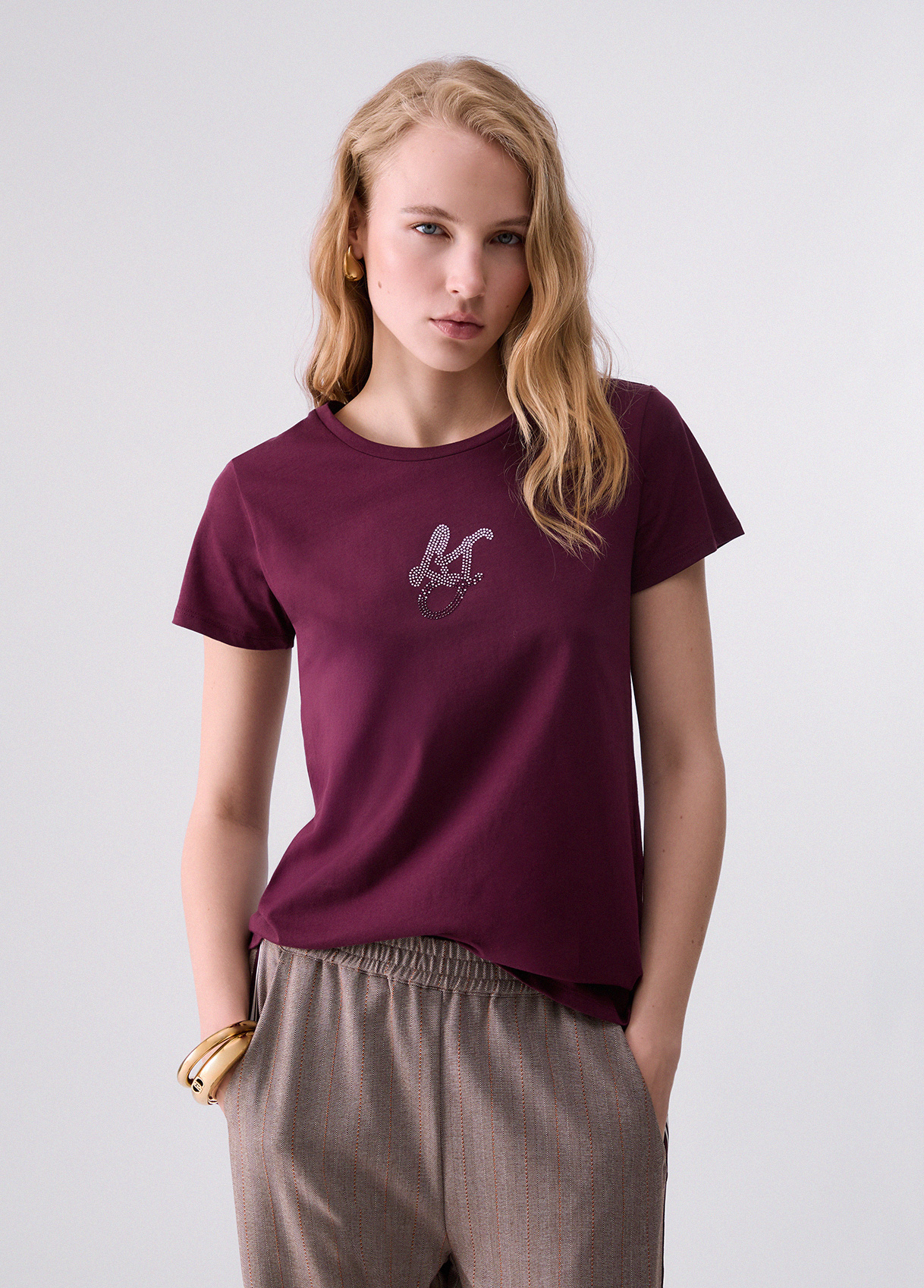Liu Jo T-shirt With Logo And Rhinestones