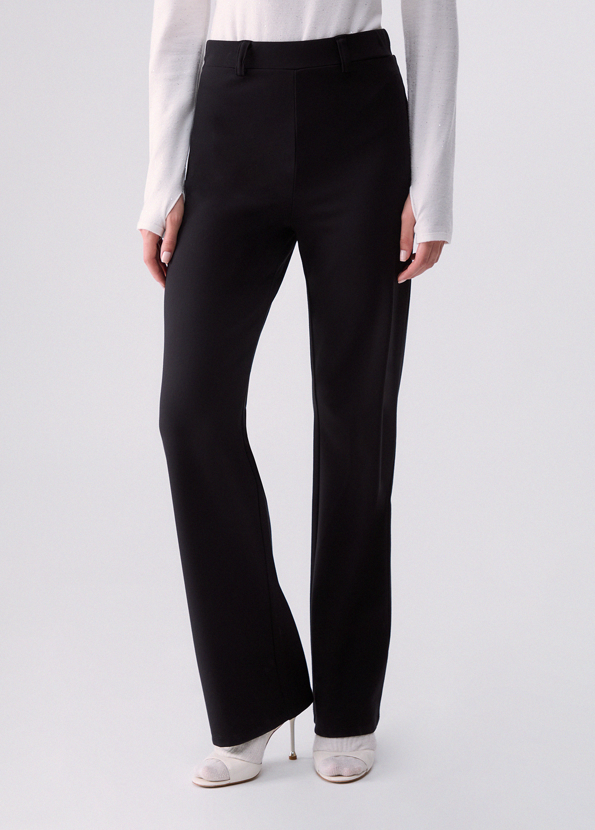 Liu Jo Mujer Negro Pantalones De Ajuste Regular En Punto Milano