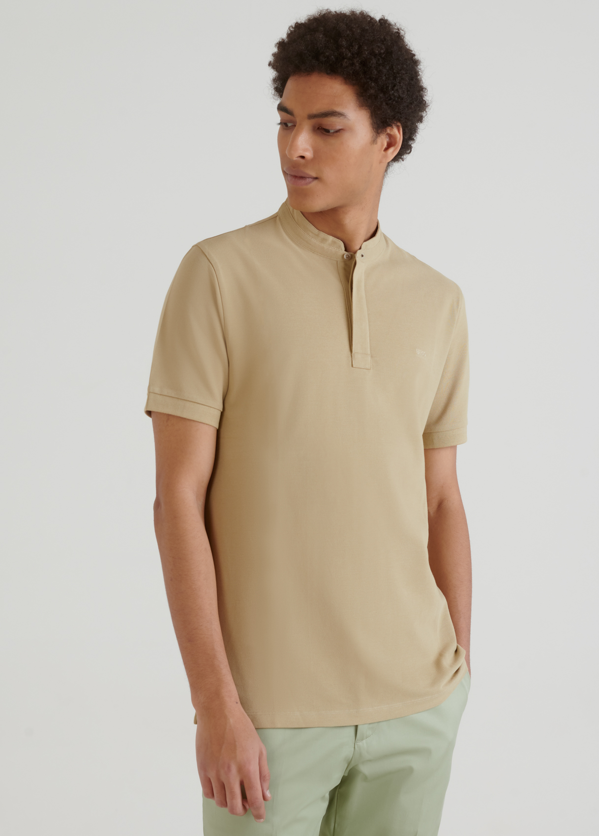 Polo shirt with mandarin collar